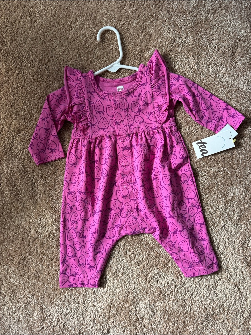 Tea Collection Bright Pink Strawberry Ruffle One-Piece
